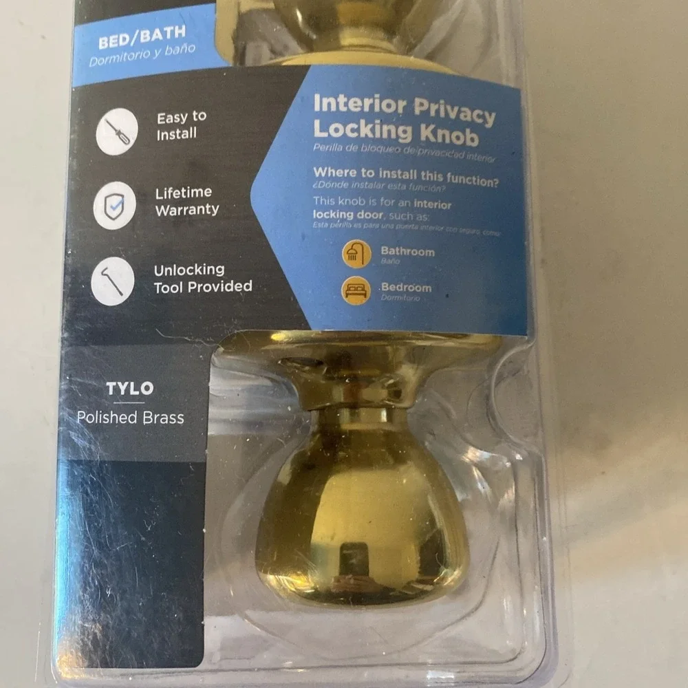 Kwikset Polished Brass Privacy Door Knob Hardware Locking for Bedrooms Bathrooms